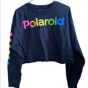 Polaroid rainbow long sleeve crop top